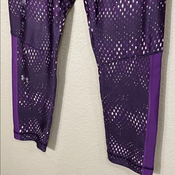 Under Armour Heatgear Compression Print Capri Pants Purple Multi Small - Picture 3 of 7